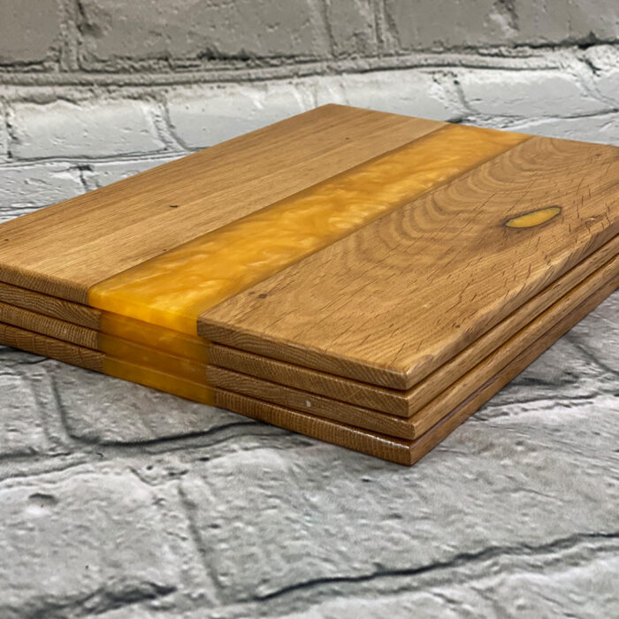 saw and pour oak yellow resin table mats