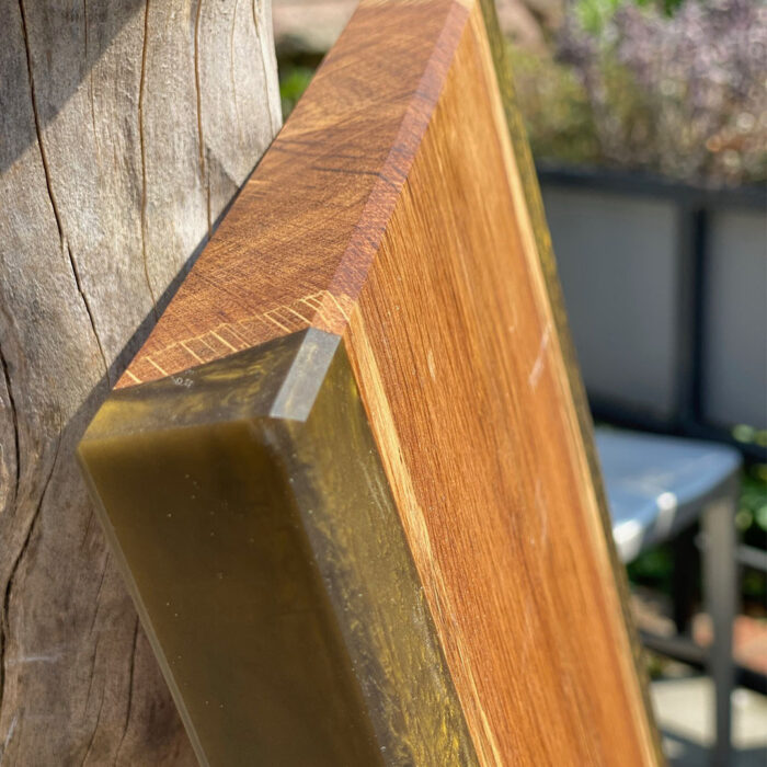 oak and gold resin chopping board