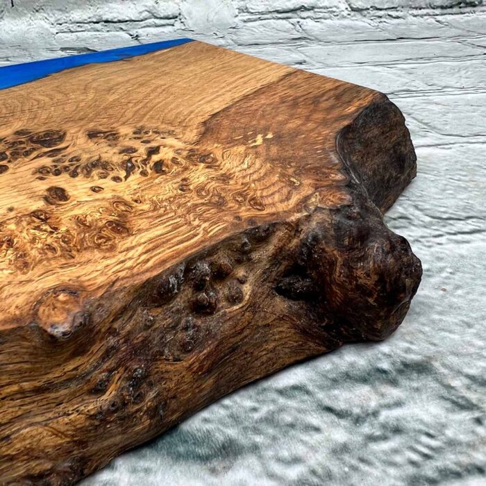 burled oak blue resin chopping board