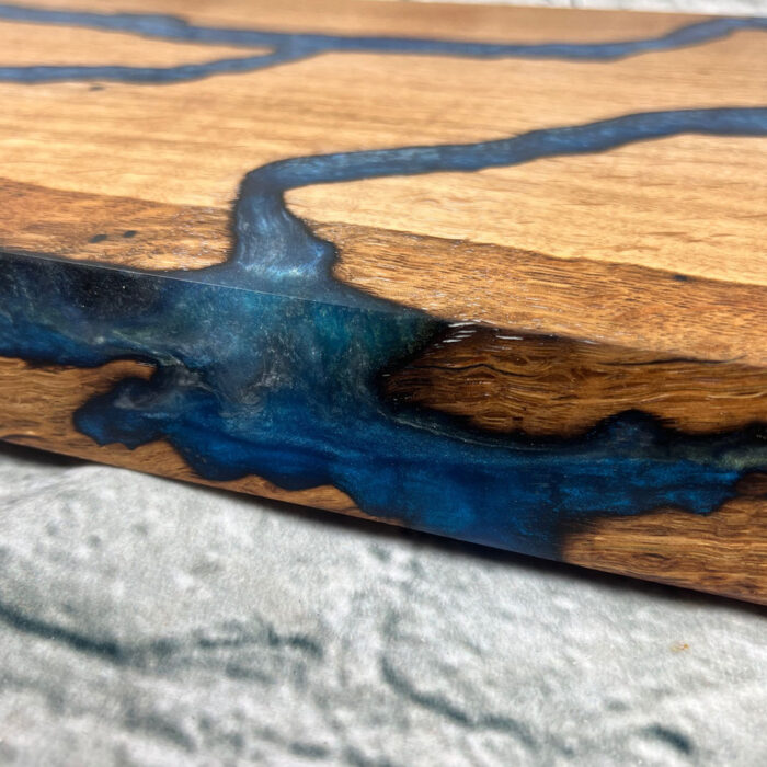 oak pearl cobalt blue fractal serving board