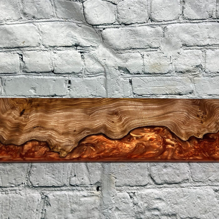burl elm wall art with copper resin